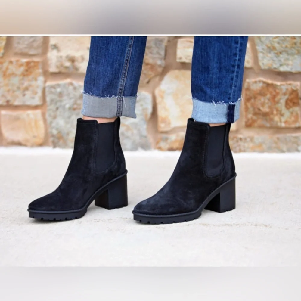 VINCE Henderson-B Suede Ankle‎ Booties Black Sz 38